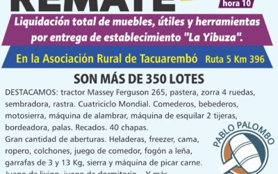 📣 ¡¡Gran Remate!! 📅 Sábado 27 de Noviembre ⏰ 10hs. 📌Local: Asociación Rural de Tacuarembó – Ruta 5 – Km396